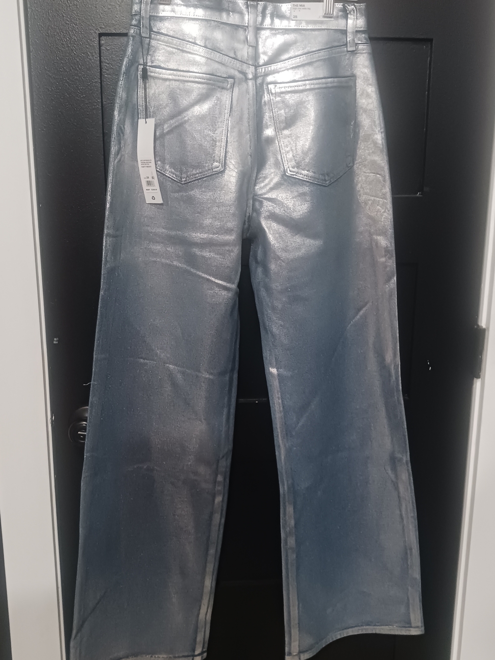 Joe's The Mis High Rise Wide Leg Metallic Silver Jeans